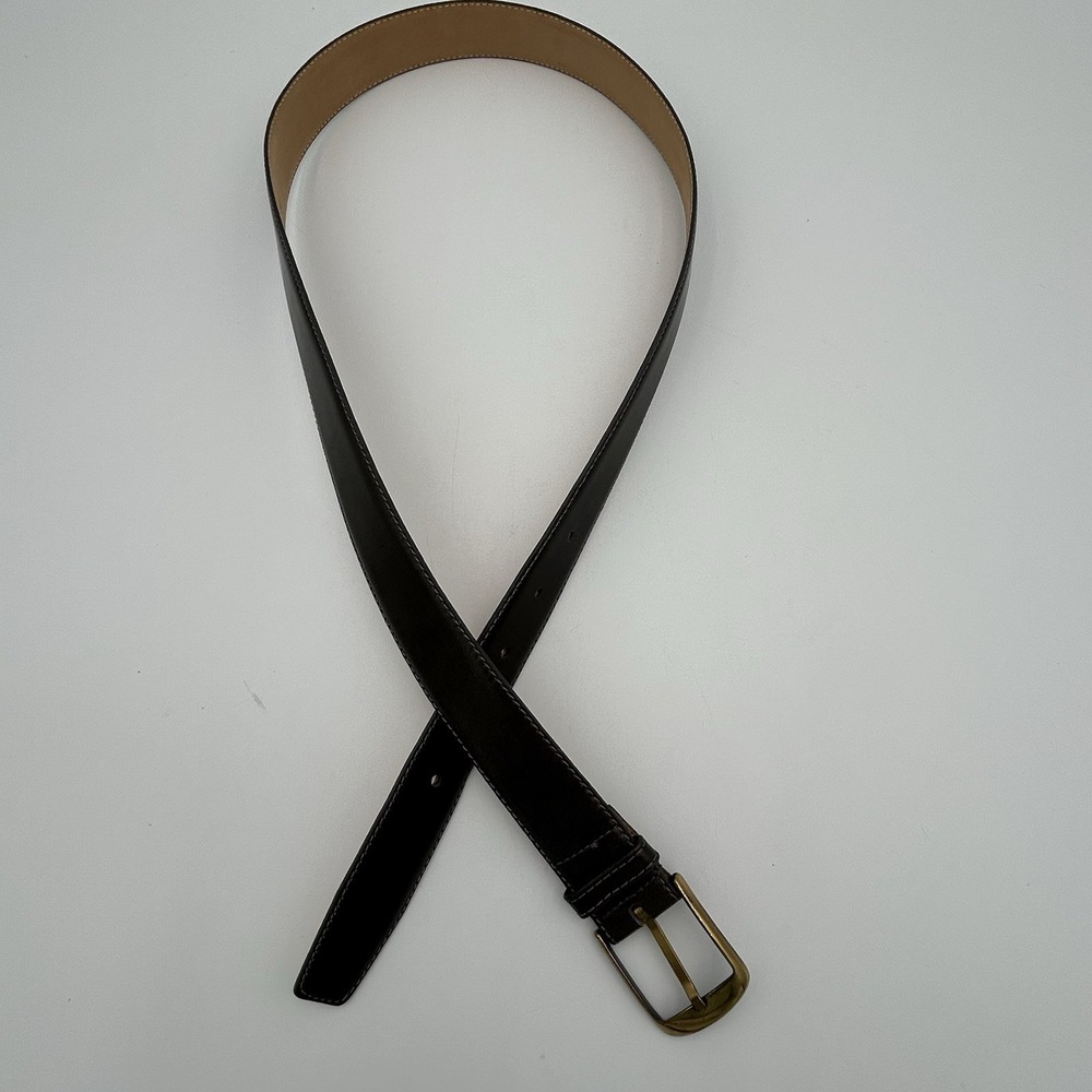 MEN'S L'AIGLON DARK BROWN DRESS CASUAL FULL GRAIN LEATHER BELT SIZE 36 HAITI - Picture 2 of 8